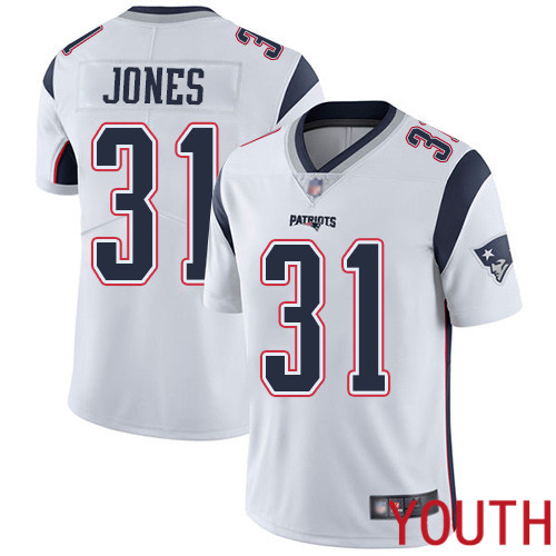 New England Patriots Football #31 Vapor Limited White Youth Jonathan Jones Road NFL Jersey